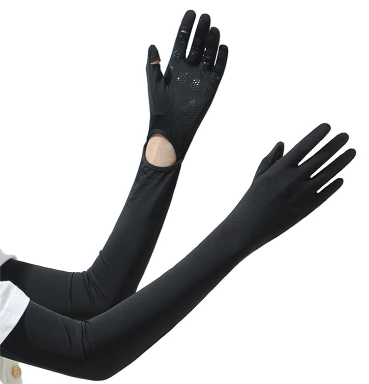 UV Protection Gloves Driving Gloves Women Full Finger Arm Sleeve Long UV Gloves Sun Gloves Sun Protection Gloves Thin Touchscreen Gloves UV Light Gloves Women Cycling Gloves for Women (Black)