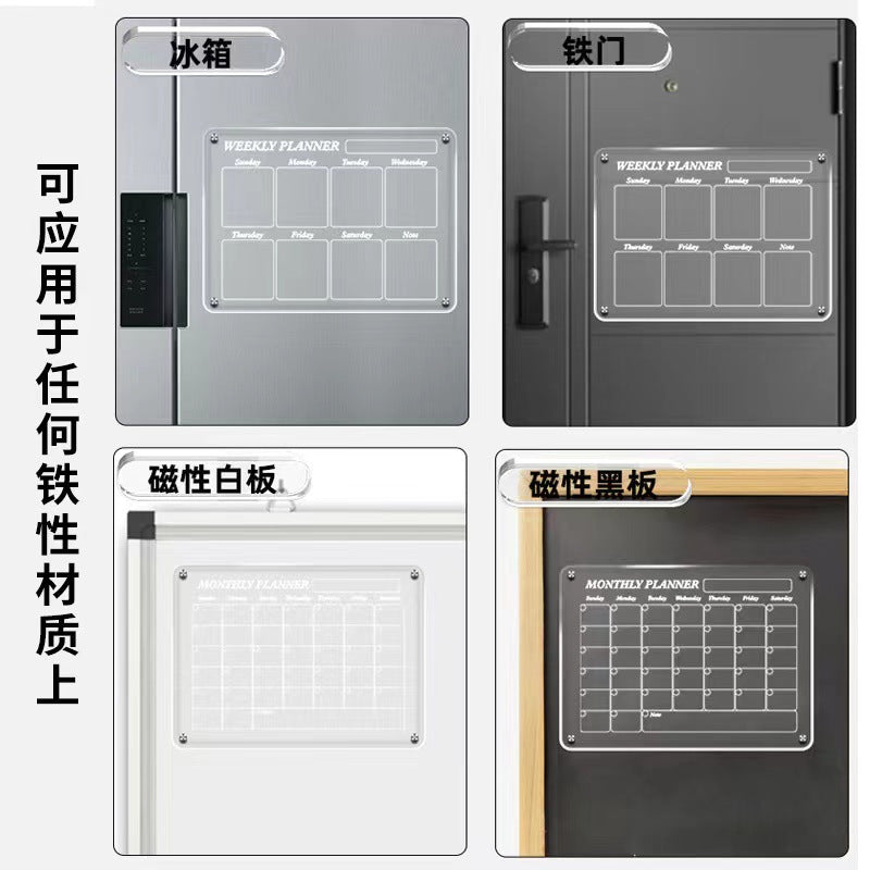 Acrylic Writable Dry Erase Weekly Meal Planner Board