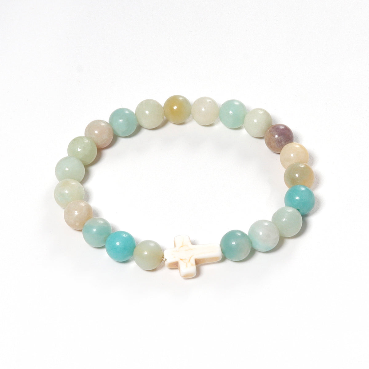 Turquoise Bracelet with Small Cross and Ruby Horse
