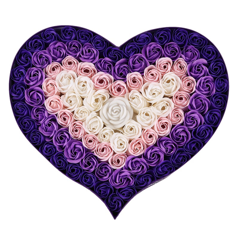 Gradient LED Heart-Shaped Soap Rose Gift Box