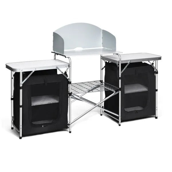 Foldable Camping Kitchen with Windshield Pockets