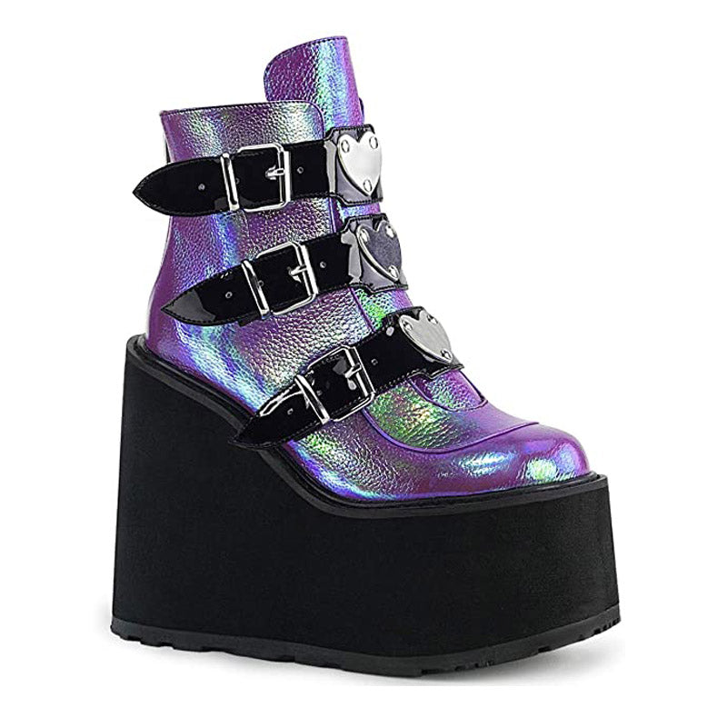 Wedge Heel Zipper Women Boots, Plus Size Women's Shoes