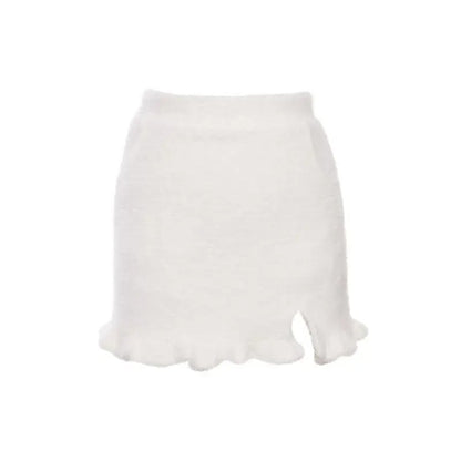 White Bow Top and Half Skirt Set for Women