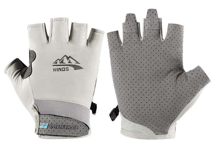 SUJAYU UV Protection Gloves Women Men Fingerless Driving Gloves Fishing Gloves Sailing Gloves Kayak Gloves Paddling Gloves Rowing Gloves UV Gloves Sun Gloves Sun Protection Gloves (Grey Large)
