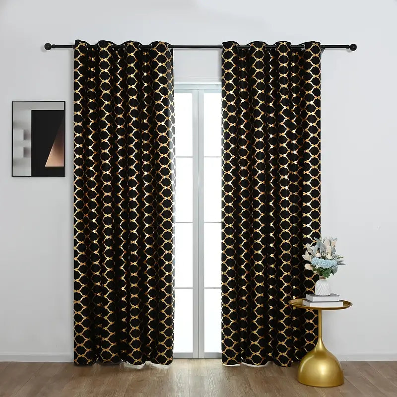 Bronzing Black Curtain Panel for Home Decor and Blackout