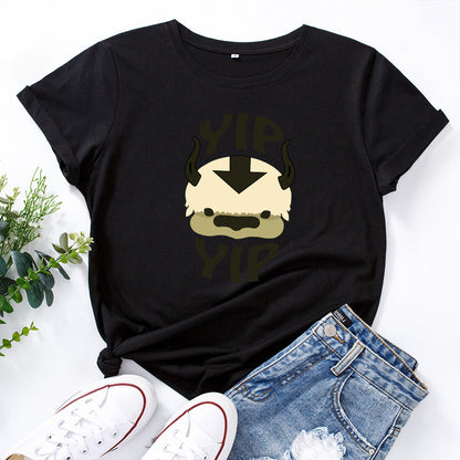 Cotton Loose Round Neck Short Sleeve T-Shirt for Women