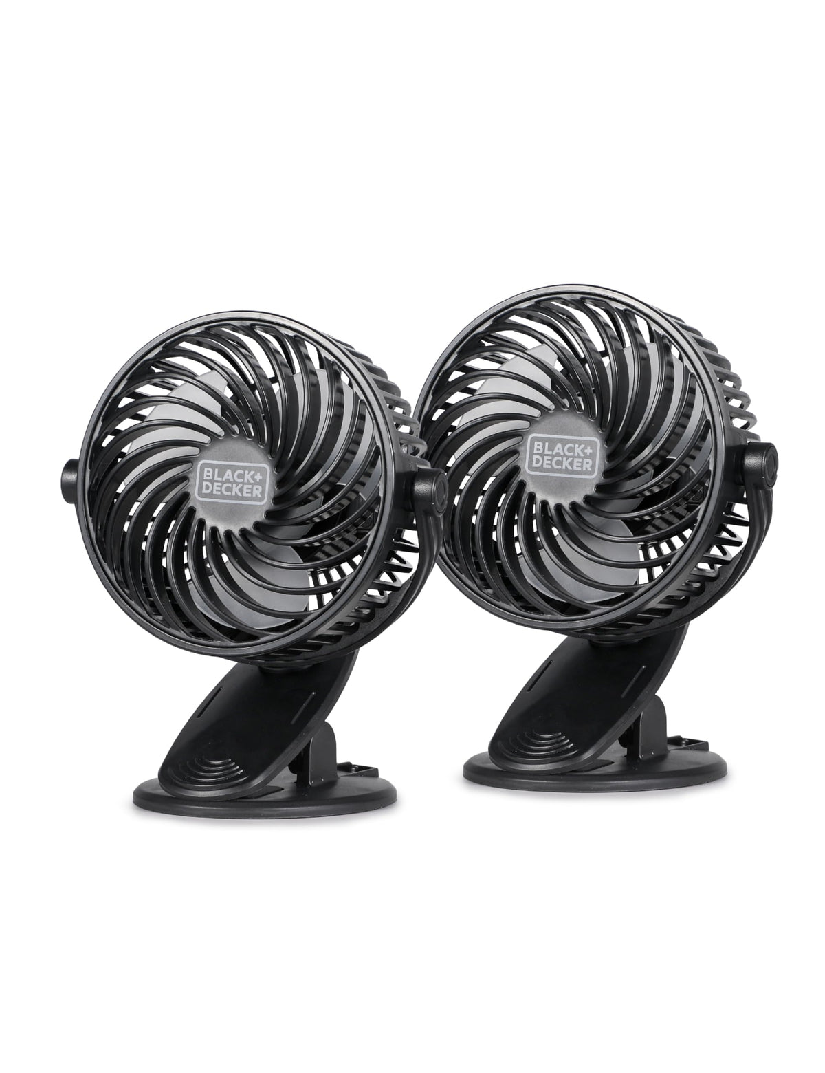 BLACK+DECKER 4" Convertible Cooling Fan Clip Fan and Standing Fan for Home or Office Portable Fan for Tabletop with 3 Speed Settings and Adjustable Tilt Angle Desk Fan 2-Pack Black