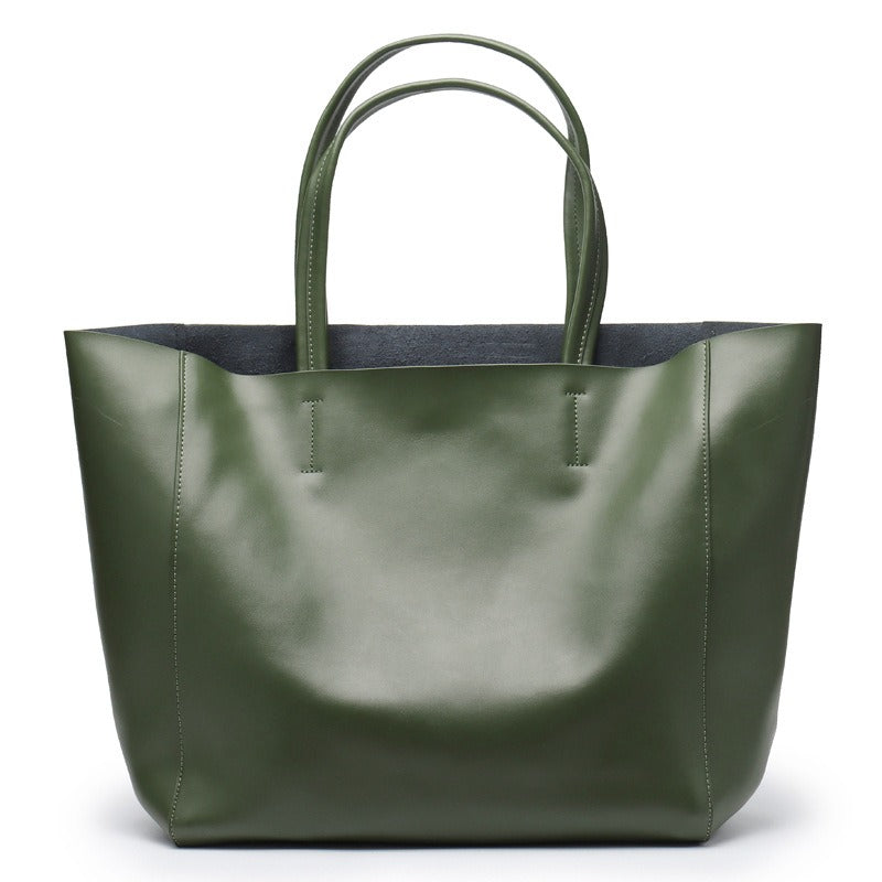 Large Capacity Leather Commuter Tote Bag