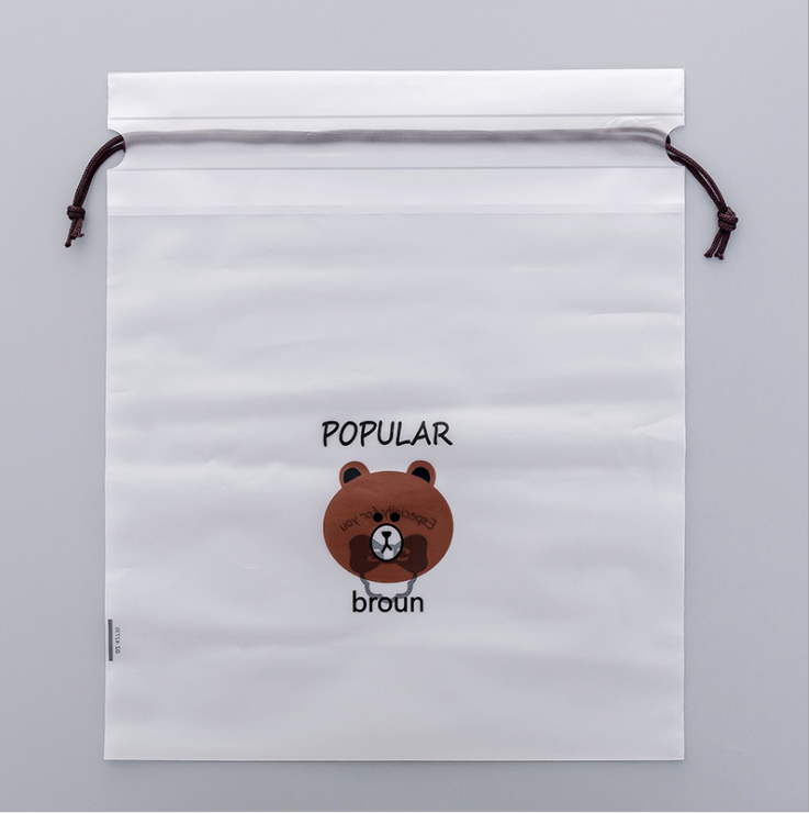 Cartoon Brown Bear Drawstring Travel Dust Bag