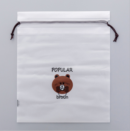Cartoon Brown Bear Drawstring Travel Dust Bag