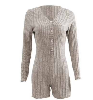 Casual Slim Women Rib Knitted Jumpsuit