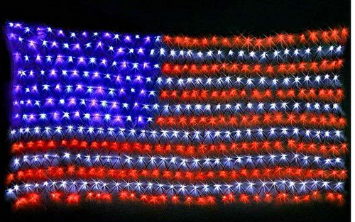LED American Flag String Lights with Low Voltage Transformer