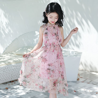 Girls' Bohemian Summer Dress - Floral Beach Maxi Dress