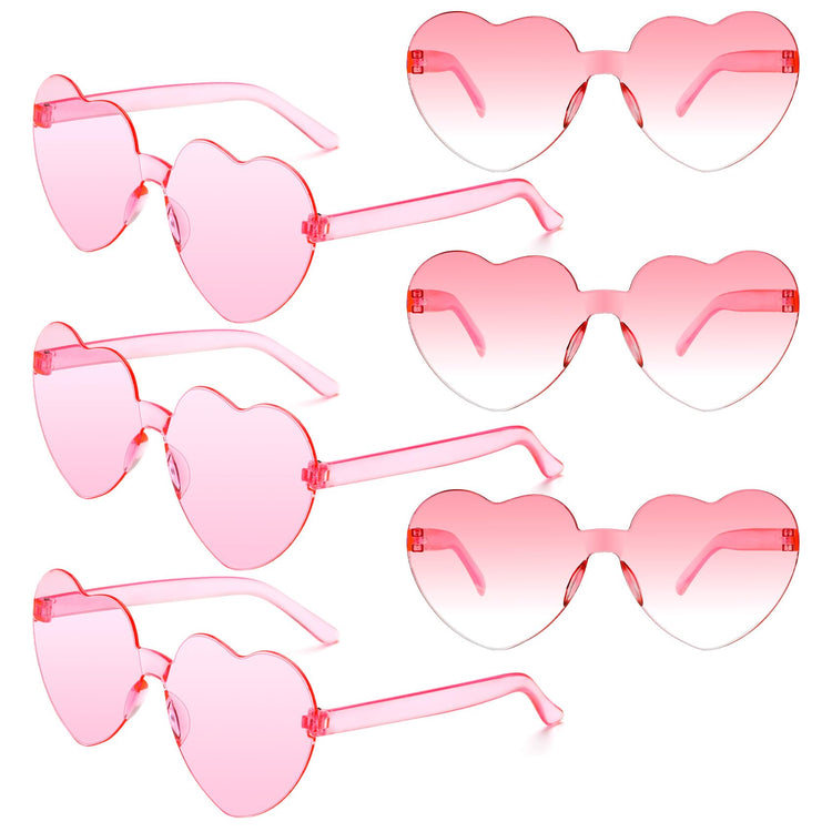Heart Sunglasses Pink Glasses for Women Pink Heart Sunglasses for Women Pink Heart Shaped Sunglasses Fun Sunglasses Party PackBridal Party Sunglasses Bachelorette Sunglasses 6 Pack Summer Glasses