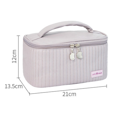 Korean Style Women's Large PU Leather Makeup Bag