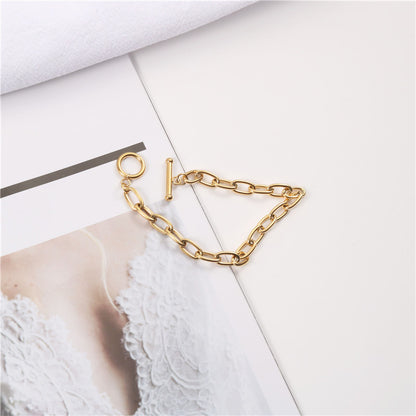 Chunky Chain OT Clasp Bracelet for Women - Retro Style
