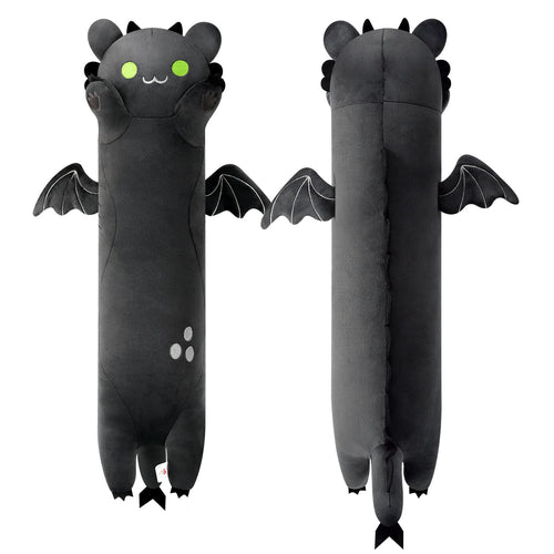 PEACH CAT Long Dragon Cat Plush Pillow Cute Dragon Cat Stuffed Animal for Boys and Girls Black 19.6"