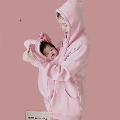 Kangaroo Mother Baby Plush Nursing Sweater Coat