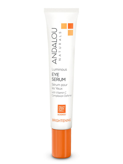 Andalou Naturals Luminous Eye Serum Brightening Eye Cream for Dark Circles and Puffiness Vitamin C Caffeine & Goji Glycopeptides for a Lighter Tighter Brighter Appearance 0.6 Ounce