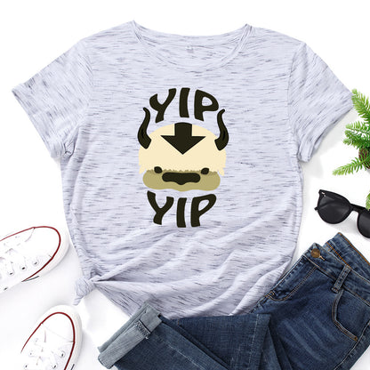 Cotton Loose Round Neck Short Sleeve T-Shirt for Women