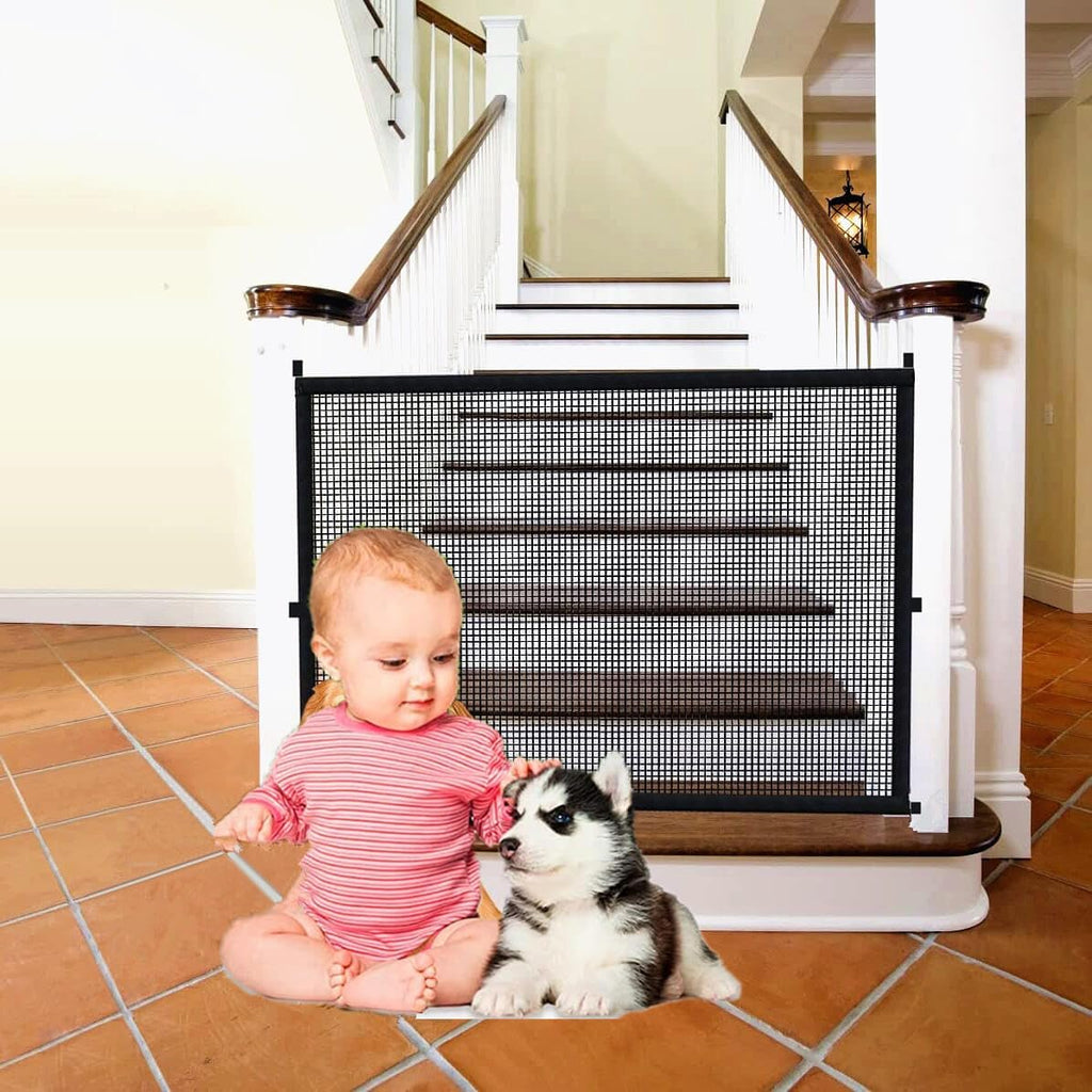 Baby Gate for Stairs No Drilling - [Must-Have Baby Safety Gate] 43.3" W x 28.3" H Retractable Mesh Baby Gate Dog Gate for The House No Drill (43.3" x 28.3")
