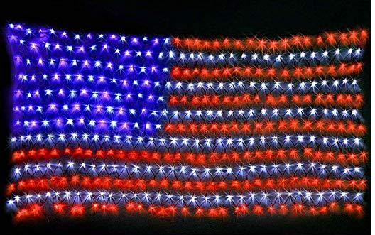 LED American Flag String Lights with Low Voltage Transformer