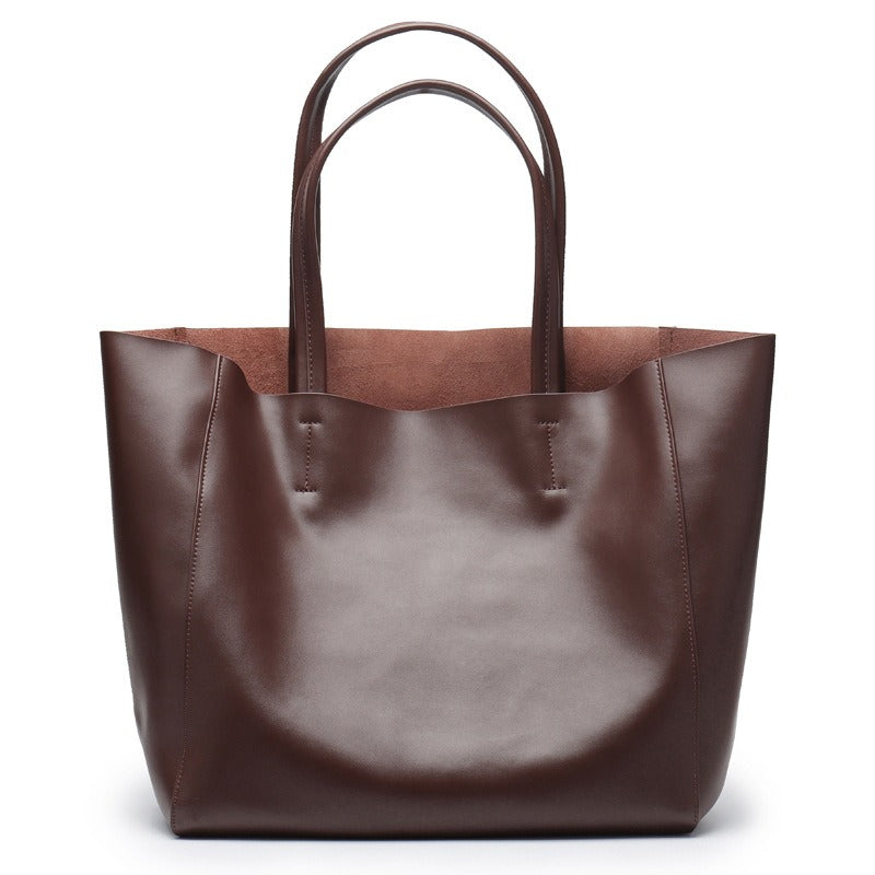 Large Capacity Leather Commuter Tote Bag