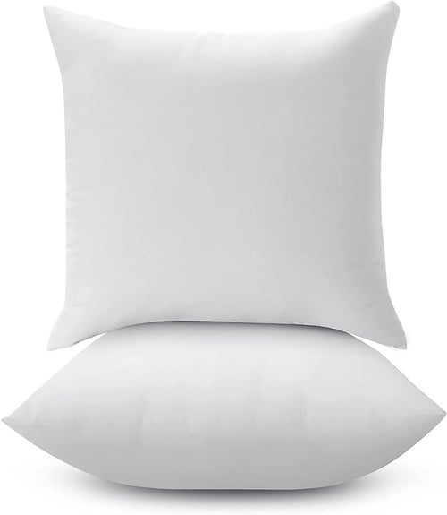 LANE LINEN 18 x 18 Throw Pillow Insert - Pack of 2 White Down Alternative Pillow Inserts for Decorative Pillow Covers Throw Pillows for Bed Couch Pillows for Living Room