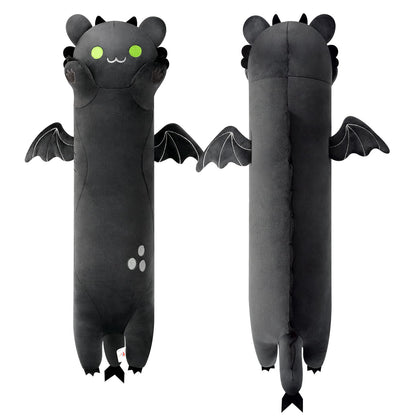 PEACH CAT Long Dragon Cat Plush Pillow Cute Dragon Cat Stuffed Animal for Boys and Girls Black 19.6"