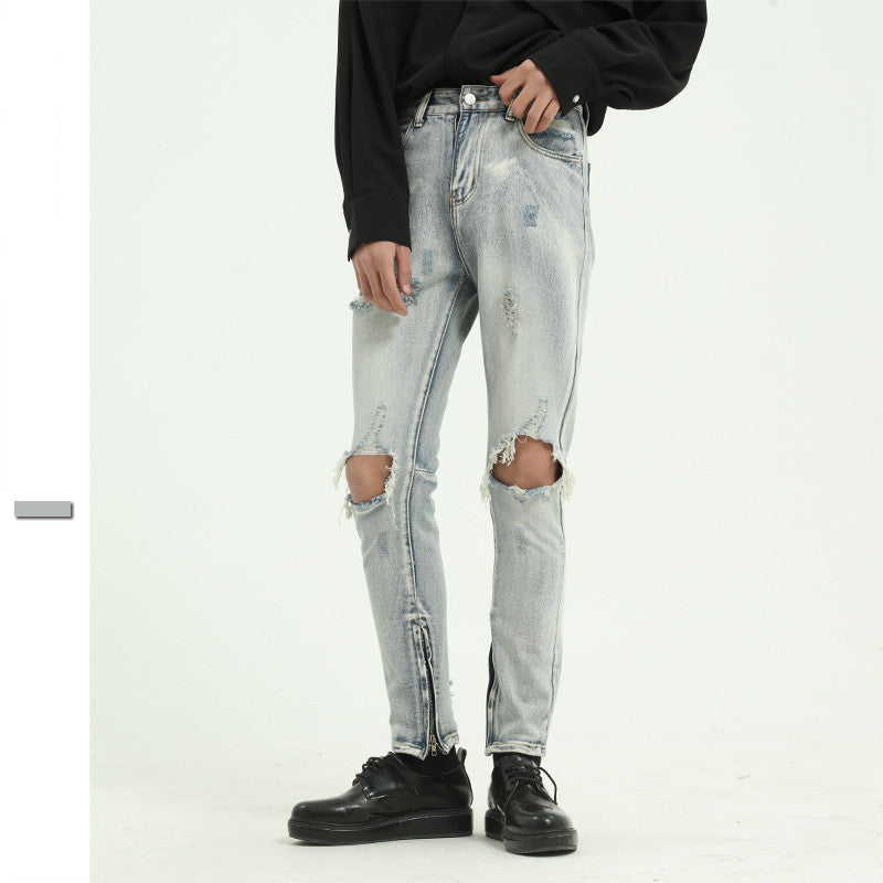 Light Blue Big Ripped Jeans in High Street Style