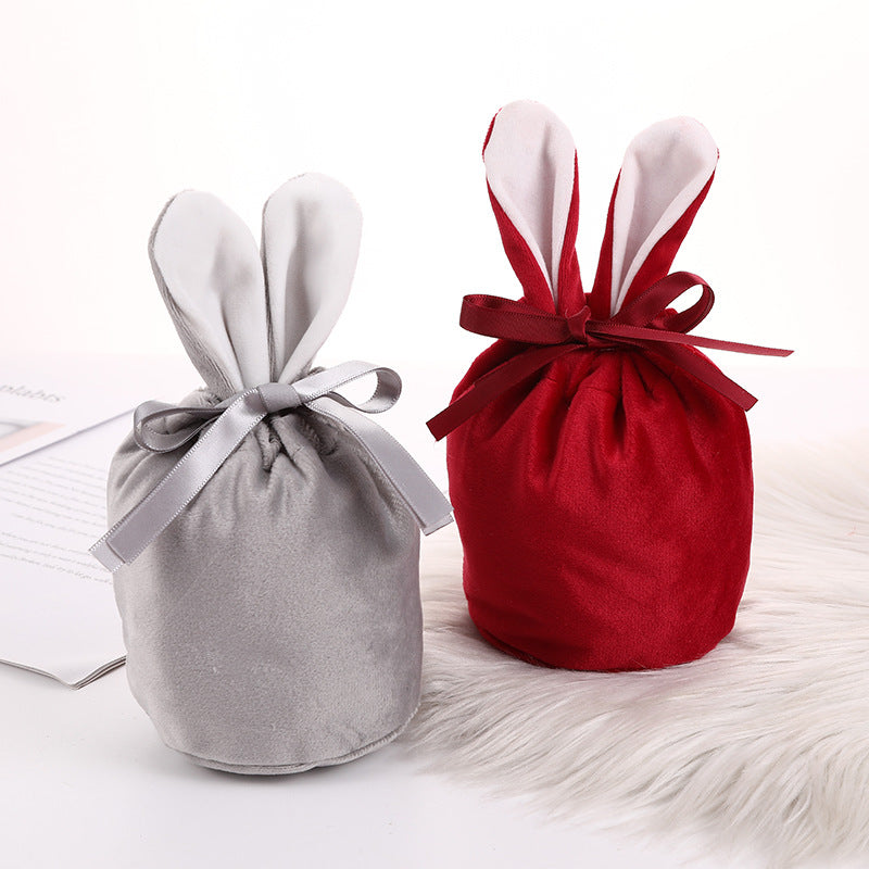 Velvet Bunny Ear Gift Bags for Easter Party Treats