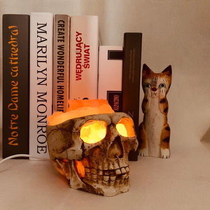 Resin Skull Rock Lamp - Halloween Home Decor Night Light