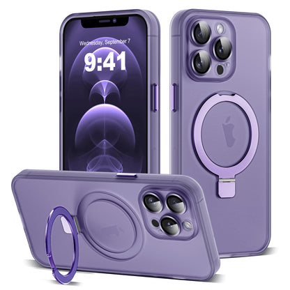 for iPhone 11 Case with Magnetic Invisible Ring Stand [Full Camera Lens Protection] [Compatible with Mag-Safe] Military-Grade Drop Matte Translucent Slim Phone Cases for iPhone 11 6.1", Pink