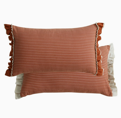 Cotton Sand-Washed Lotus Leaf Lace Sofa Pillow Cushion