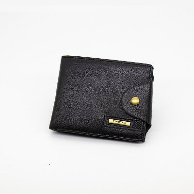 Men's Vintage Style Horizontal Leather Wallet with Clip
