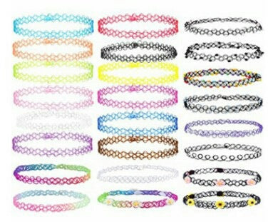 Handmade Woven Fishing Line Tattoo Choker Necklace Set