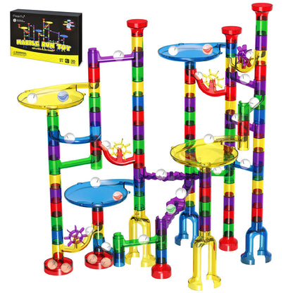 Magicfly Marble Run Set 127 Pcs Marble Race Track for Kids with Glass Marbles Upgrade Marble Works Set