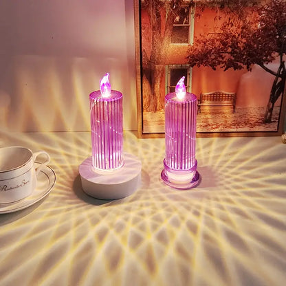 Warm LED Candle Lights with Diamond Stripe Projection