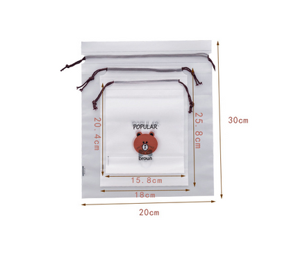 Cartoon Brown Bear Drawstring Travel Dust Bag