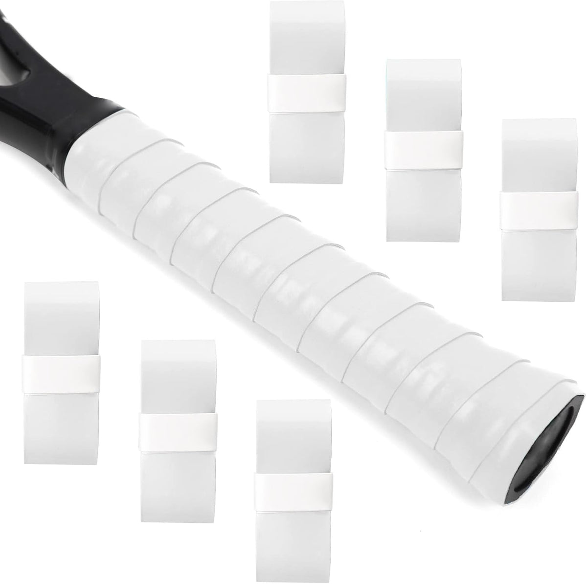 L LK SPORTS Tennis Racket Grip Tape 6 Pack Precut Anti Slip Tennis Grip Tape Absorbent Dry Feel Tennis Grips Overgrip for Tennis Pickleball White