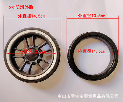 YOYO Baby Stroller Wheels with Rubber Tires and Bearings