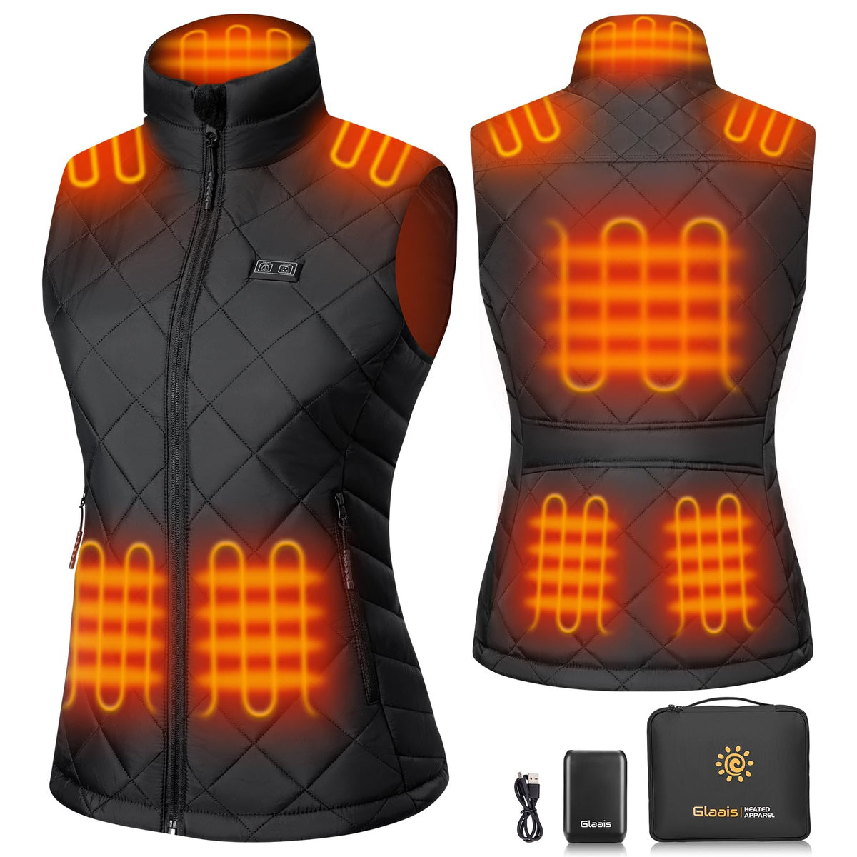 Glaais Heated Vest Women with Battery Pack 16000mAh 7.4V Womens Heated Vest Heating Vest Warming Electric Vest for Women
