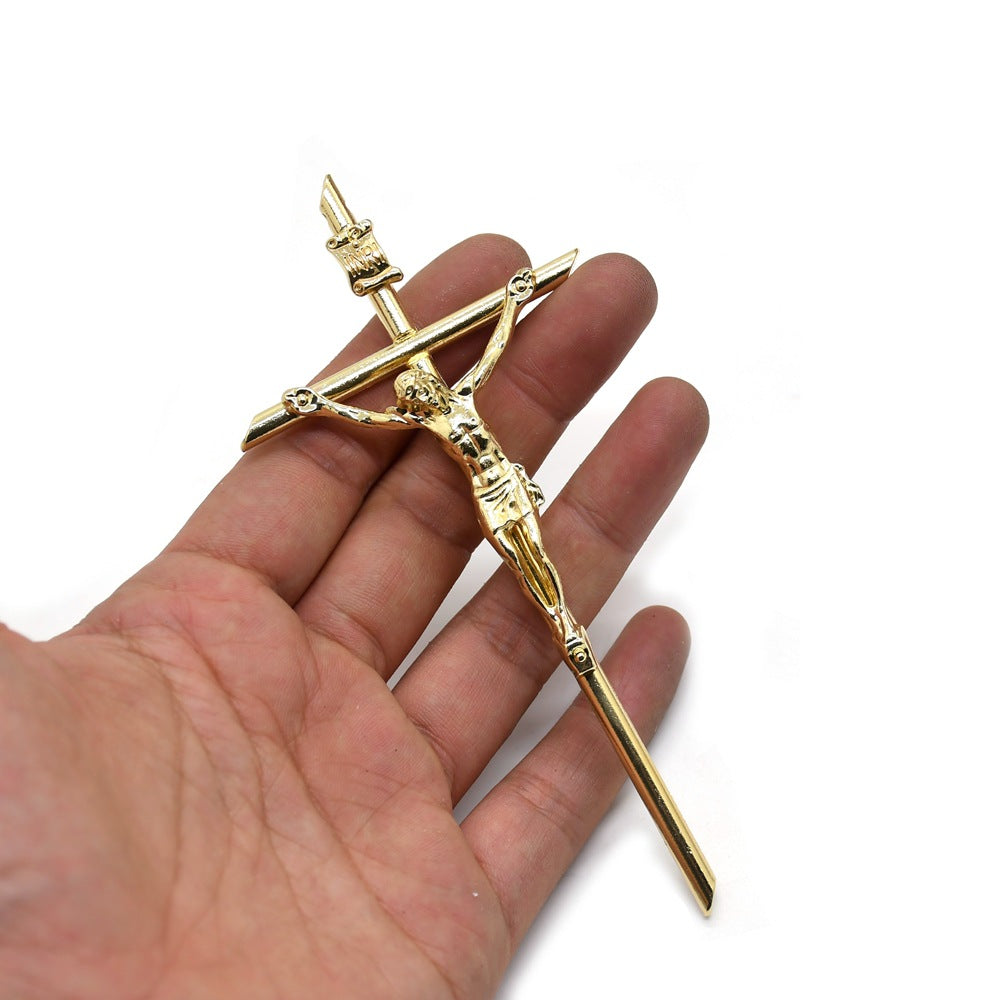 Gold Cross Hanging Decor for Office and Home (5.8*12cm)