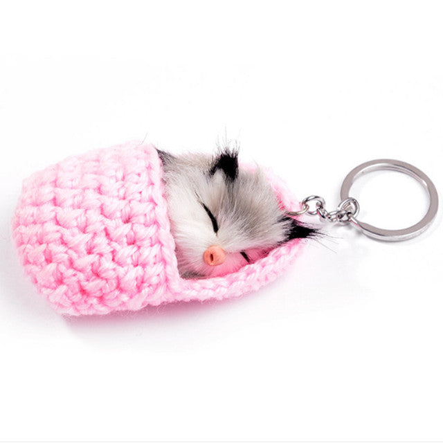 Autumn Winter Little Mouse Hairball Keyring Pendant