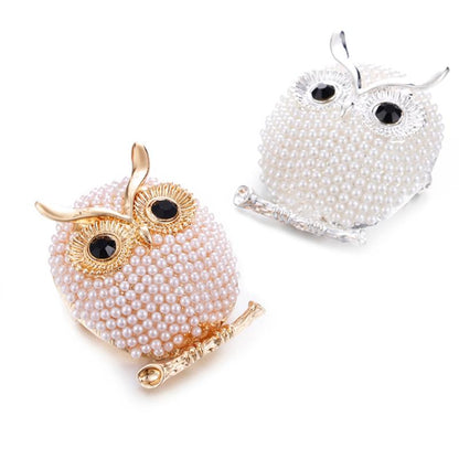 Fashionable Owl Brooch with Pearl Accents (In Stock)