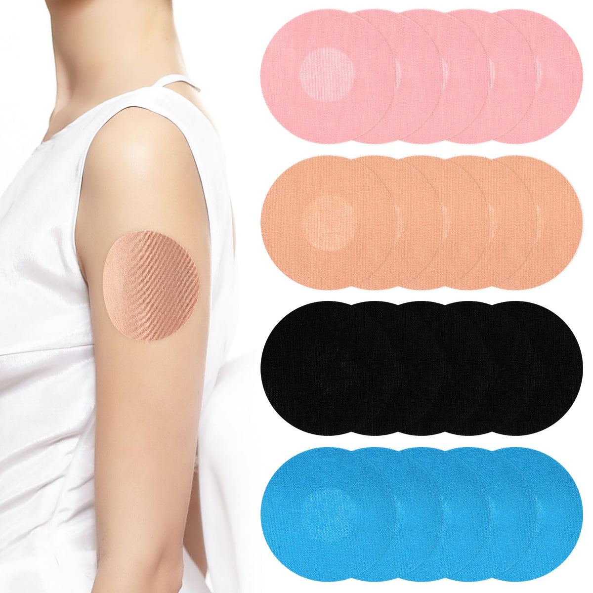 Piriuuo 20 Pack Sensor Patches for Libre 3 Adhesive Patches Colorful Waterproof Sensor Covers Continuous Monitor Overpatch Sensor Protector Stickers Skin Grip Sensor Covers