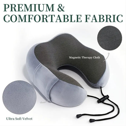 Memory Foam Travel Pillow with Earplugs & Storage Bag