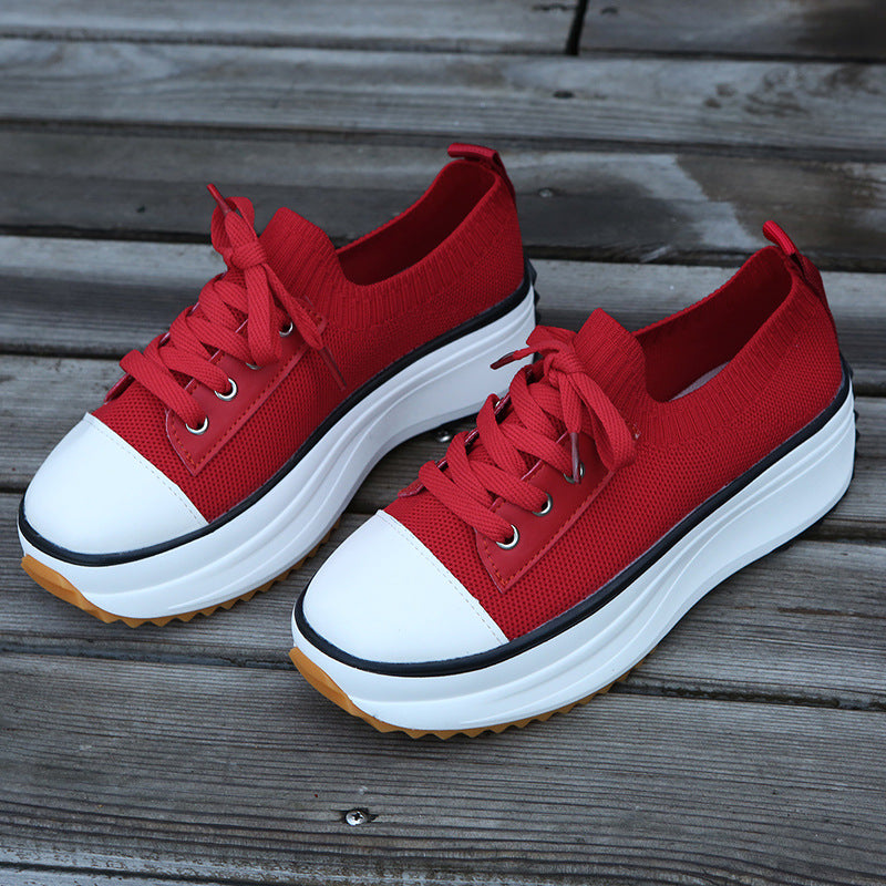 Stylish Women's Thick-Soled Breathable Sneakers