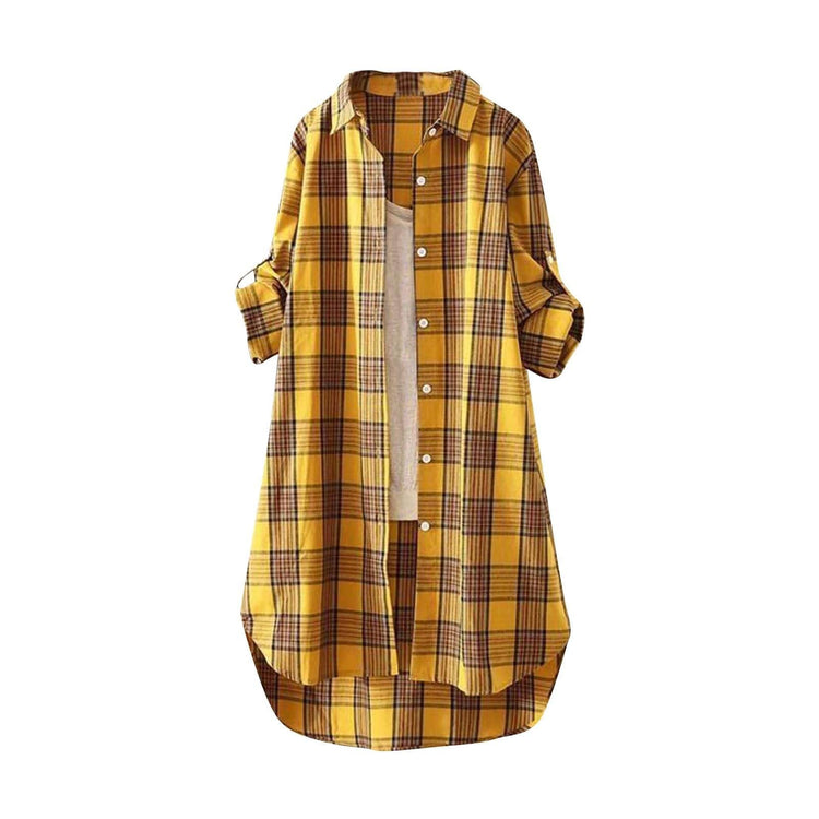 clearance cardigan for women Cardigan for Women 2024 Plaid Print Tunic Tops Fall Fashion Open Front Plus Size Roll Up Sleeve Shirts woman cardigan sweater orders placed by me recently Yellow-1 S