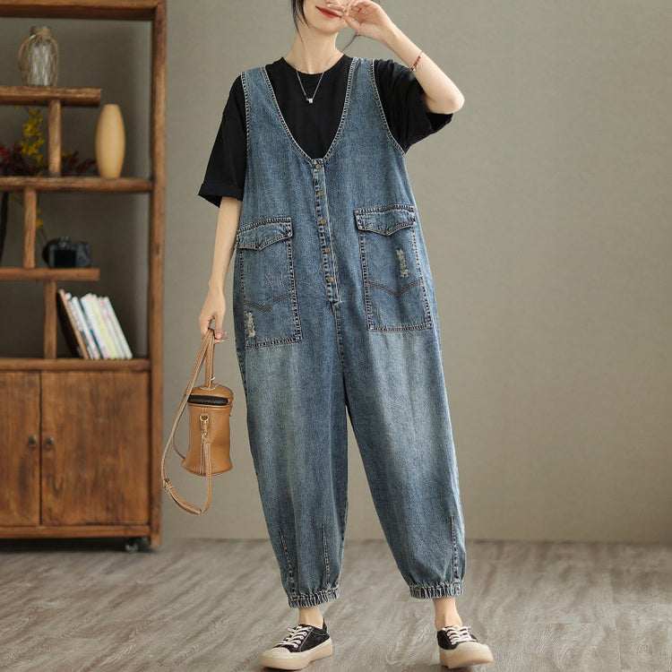 Denim Tank Top Jumpsuit for Women